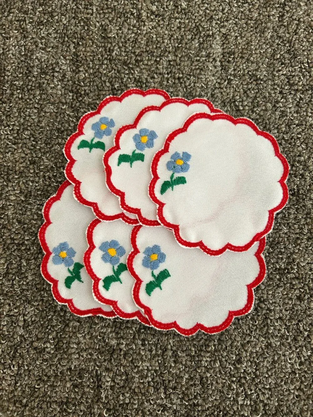 Handmade in Hungary Embroidered Apron w/ Matching Coasters